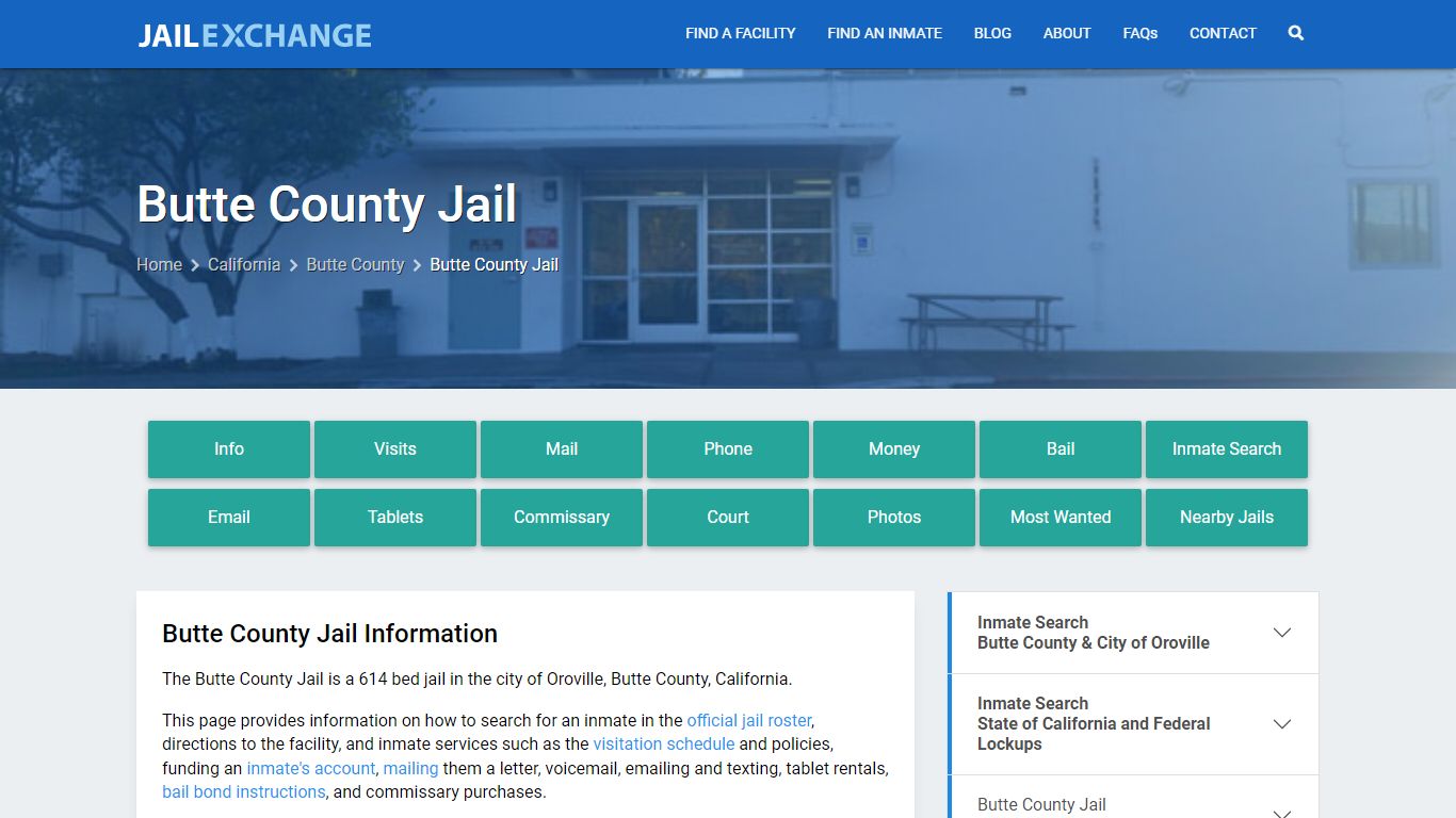 Butte County Jail, CA Inmate Search, Information